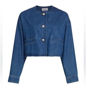 Xirena Paley Cropped 100% Cotton Denim Jacket in Maritime